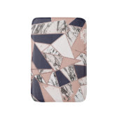 幾何学的な濃紺のモモの大理石およびばら色の金ゴールド バスマット (正面縦)