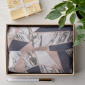 幾何学的な濃紺のモモの大理石およびばら色の金ゴールド 薄葉紙 (ギフト)