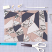 幾何学的な濃紺のモモの大理石およびばら色の金ゴールド 薄葉紙 (クラフト)