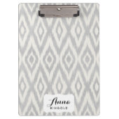 幾何学的な灰色のアステカなパステル調の水彩画のイカット静かに クリップボード (正面)