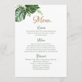 幾何学的な熱帯の緑の葉パームア結婚ート メニュー (正面)