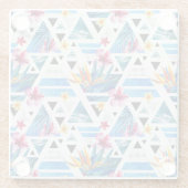 幾何学的な熱帯花のパターン ガラスコースター (裏面)