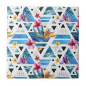 幾何学的な熱帯花のパターン タイル (正面)