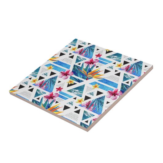 幾何学的な熱帯花のパターン タイル (側面)
