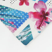 幾何学的な熱帯花のパターン フリースブランケット (角)