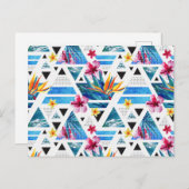 幾何学的な熱帯花パターン ポストカード (正面/裏面)