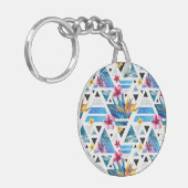 幾何学的な熱帯花模様 キーホルダー (正面左)