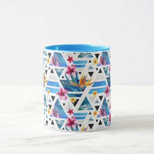 幾何学的な熱帯花模様 マグカップ (中央)