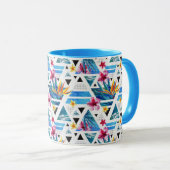 幾何学的な熱帯花模様 マグカップ (正面右)