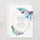 幾何学的な熱帯蘭QRコードRSVP 結婚's 招待状 (正面)