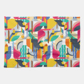 幾何学的な熱帯鳥 キッチンタオル (横)