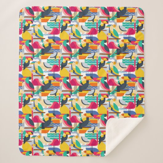 幾何学的な熱帯鳥 シェルパブランケット (正面)