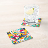 幾何学的な熱帯鳥 スクエアペーパーコースター (インサイチュ)