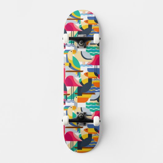 幾何学的な熱帯鳥 スケートボード (正面)