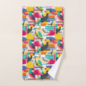 幾何学的な熱帯鳥 バスタオルセット (ハンドタオル)