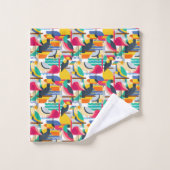 幾何学的な熱帯鳥 バスタオルセット (ウォッシュタオル)