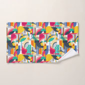 幾何学的な熱帯鳥 バスタオルセット (ハンドタオル)