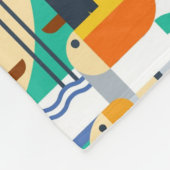 幾何学的な熱帯鳥 フリースブランケット (角)