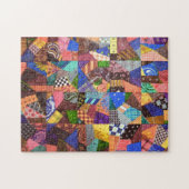 幾何学的な熱狂するなキルトのパッチワークキルトの抽象美術 ジグソーパズル (横)