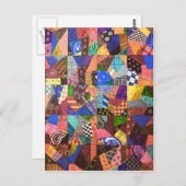 幾何学的な熱狂するなキルトのパッチワークキルトの抽象美術 ポストカード (正面/裏面)