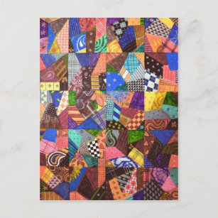 幾何学的な熱狂するなキルトのパッチワークキルトの抽象美術 ポストカード