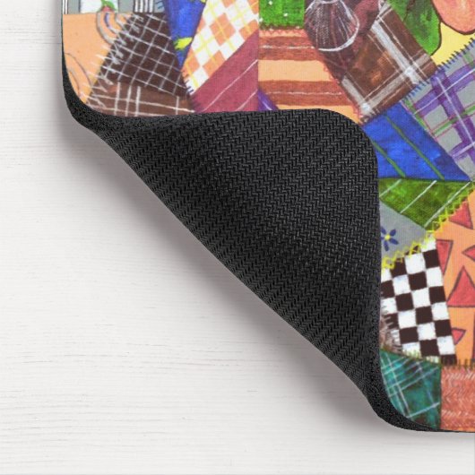 幾何学的な熱狂するなキルトのパッチワークキルトの抽象美術 マウスパッド (コーナー)