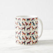 幾何学的な犬のシルエットデザイン コーヒーマグカップ (正面右)