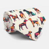 幾何学的な犬のシルエットデザイン ネクタイ (ロール)