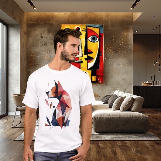 幾何学的な犬の抽象ポリゴンアニマルデザイン Tシャツ
