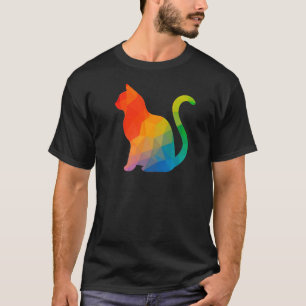 幾何学的な猫のTシャツ-濃い Tシャツ
