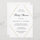 幾何学的な男女兼用ベビーシャワー 招待状 (正面/裏面)