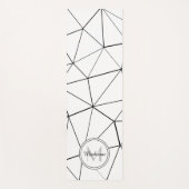 幾何学的な白い三角形の黒い線モノグラム ヨガマット (正面)