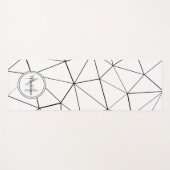 幾何学的な白い三角形の黒い線モノグラム ヨガマット (正面(横))