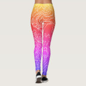 幾何学的な白い曲線の線（青） レギンス (裏面)