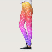 幾何学的な白い曲線の線（青） レギンス (左)