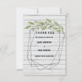 幾何学的な白い木の緑のフローラ サンキューカード (正面)