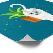 幾何学的な白い猫の歩く過去植物ポット ポスター (角)