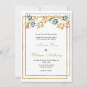 幾何学的な白い金ゴールドは灰色がかったシ結婚アンの葉 招待状 (正面)