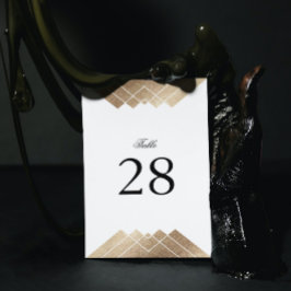 幾何学的な白い金ゴールド結婚ギャツビーのテーブル番号 テーブルナンバー