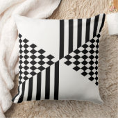 幾何学的な白と黒のストライプダイヤモンド市松模様にの クッション (ブランケット)