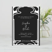 幾何学的な白黒のアールデコ結婚 招待状 (スタンド正面)