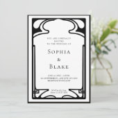 幾何学的な白黒のアールデコ結婚 招待状 (スタンド正面)