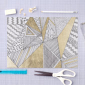 幾何学的な白黒シックでフェイクな金ゴールドパターン 薄葉紙 (クラフト)