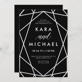 幾何学的な白黒結婚式 招待状