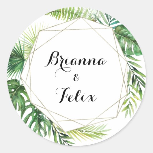 幾何学的な目的地の結婚式の封筒用シール ラウンドシール (正面)