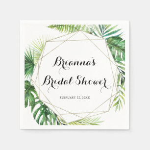 幾何学的な目的地トロピカルグリーンブライダルシャワー スタンダードカクテルナプキン