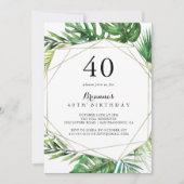 幾何学的な目的地トロピカル40th誕生日パーティー 招待状 (正面)
