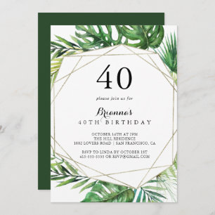 幾何学的な目的地トロピカル40th誕生日パーティー 招待状