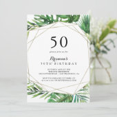 幾何学的な目的地トロピカル50th誕生日パーティー 招待状 (スタンド正面)