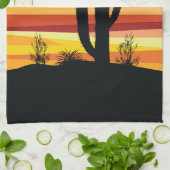 幾何学的な砂漠の夕日 キッチンタオル (折り畳み)